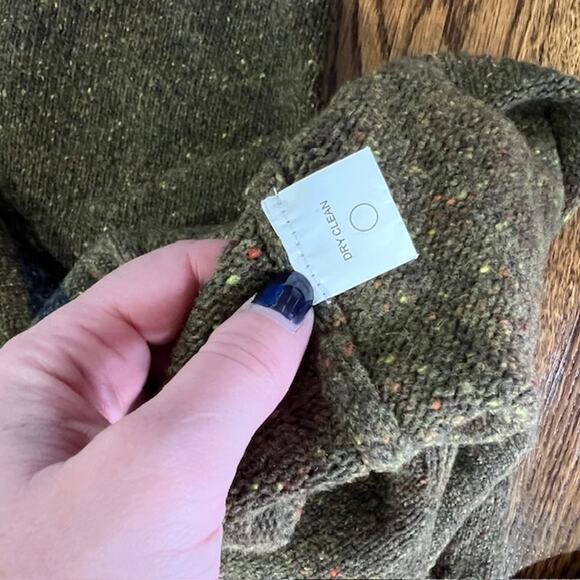 Hart Schaffner Marx Lambswool Quarter Zip Pullover Sweater Mens L Green Stripe - Picture 7 of 7